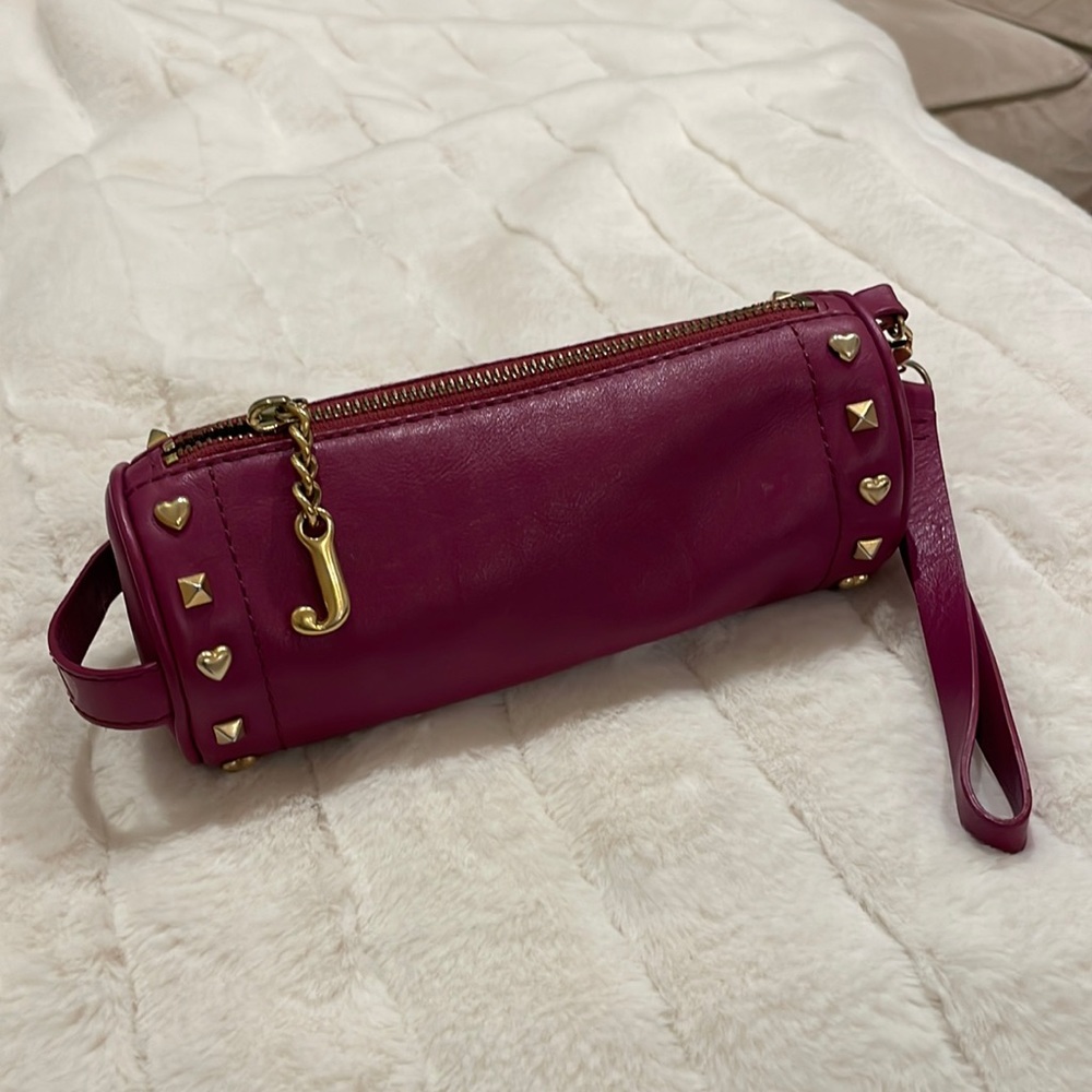 Juicy couture maroon wristlet with gold hardware